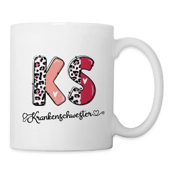 Krankenschwester KS Leopard Print Monogramm - Tasse - Weiß - Rechts