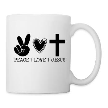 Friede, Liebe & Jesus - Tasse - Weiß - Rechts