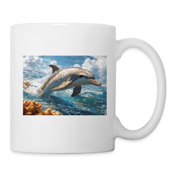 Springender Delfin Tümmler Meeressäuger - Tasse - Weiß - Rechts