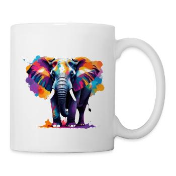 Elephant, Graffiti, Colorful, Painting - Mug - white - Right