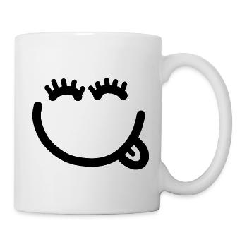 Visage drôle ludique avec des cils - Mug blanc - blanc - Droite