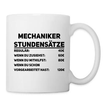 Mechaniker-Stundensätze – Preis mit Humor - Tasse - Weiß - Rechts