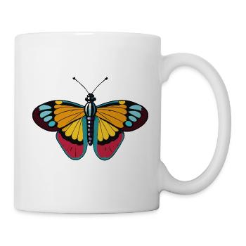Colorful artistic butterfly on clothes - Mug - white - Right