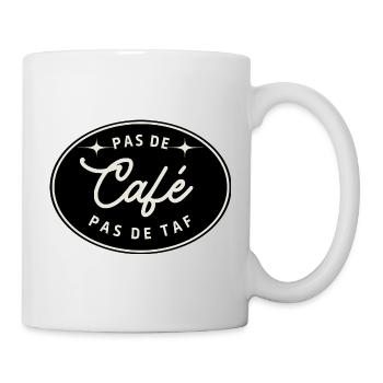 Pas de café pas de taf – T-shirt vintage minimalis - Mug blanc - blanc - Droite