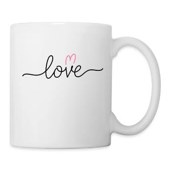 Love V-Heart – Schlichter und moderner Love-Schrif - Tasse - Weiß - Rechts