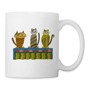 Cute cats on a colorful shelf - Mug - white - Right