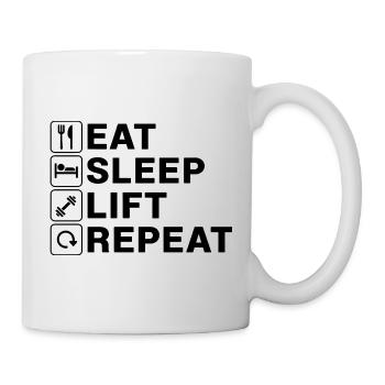 Essen Schlaf Lift Repeat Gym Liebhaber Zitat - Tasse - Weiß - Rechts