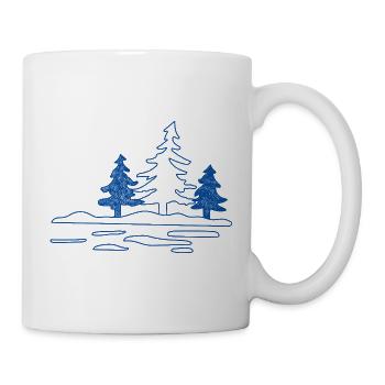 Abstract forest lake with pine trees - Mug - white - Right