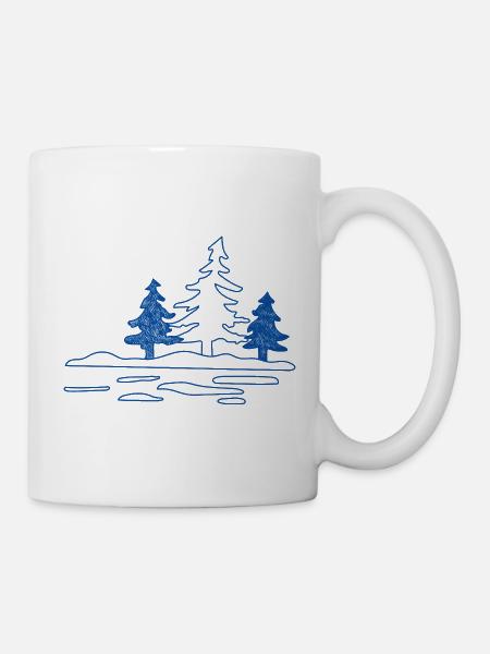 Abstrakter Waldsee mit Kiefern - Tasse - Weiß