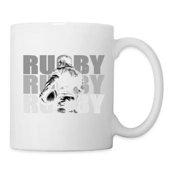 Rugby-Spieler in kontrastierender Silhouette - Tasse - Weiß - Rechts