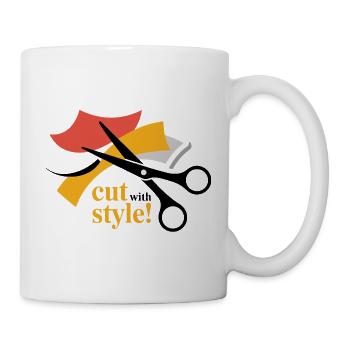 Design élégant inspiré des ciseaux et du tissu - Mug blanc - blanc - Droite