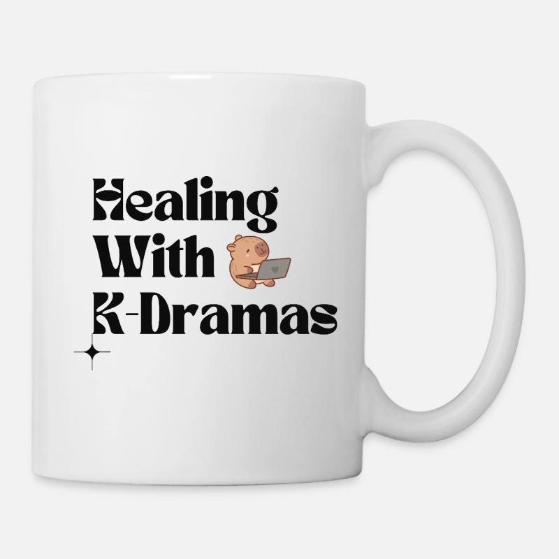 Healing With K-Dramas | Cute Bear Cozy Korean - Mug - white
