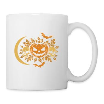 Halloween Kürbis mit Schädeln und Mond - Tasse - Weiß - Rechts