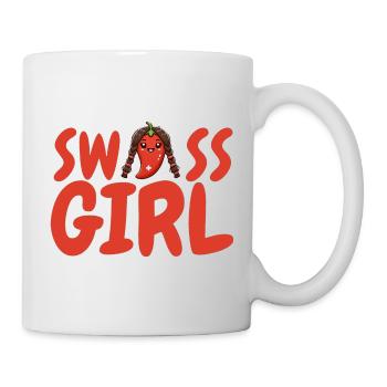 Heisser Chili-Pfeffer  als Schweizer Mädchen - Tasse - Weiß - Rechts