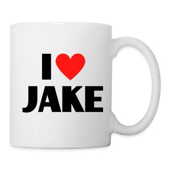 I love Jake Rotes Herz Liebe Fan Geschenk - Tasse - Weiß - Rechts