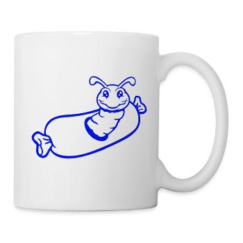 trou de chenille saucisse saucisses grill faim manger - Mug blanc - blanc - Droite
