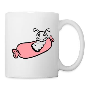 trou de chenille saucisse saucisses grill faim manger - Mug blanc - blanc - Droite