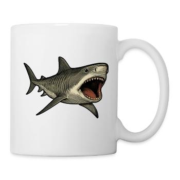 Tigerhai Maul offen Shark Design - Tasse - Weiß - Rechts