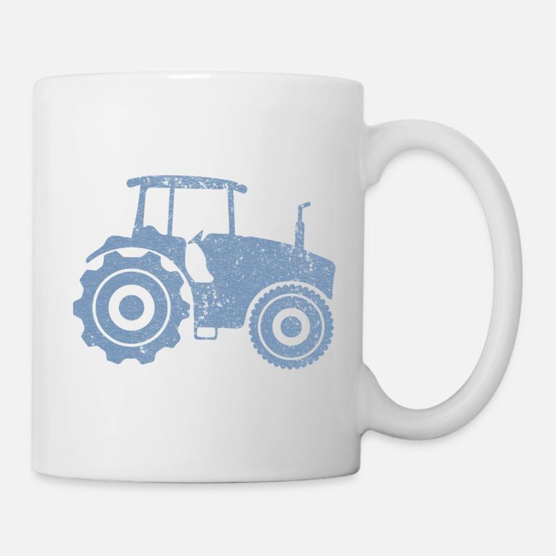 Silhouette de tracteur Farmer Grunge Design - Mug blanc - blanc