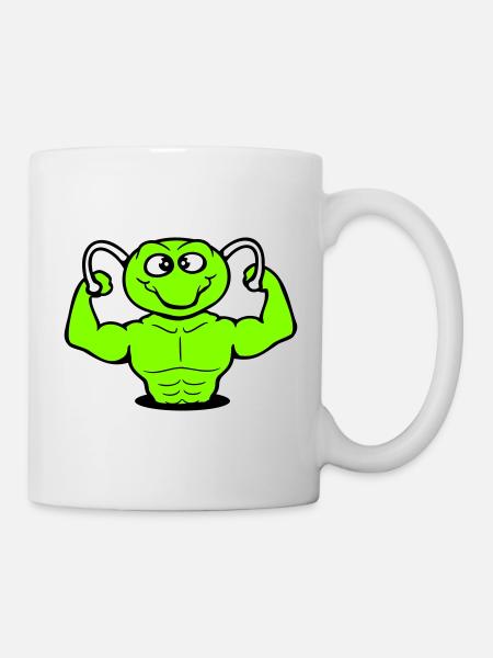 Raupe Bodybuilder Muskelaufbau Stark Fitness Gym - Tasse - Weiß