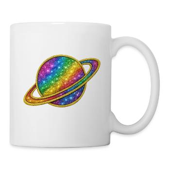 Glitzerndes Regenbogen-Galaxie-Design - Tasse - Weiß - Rechts