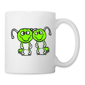 2 chenilles mignonnes deux amis cher couple amoureux - Mug blanc - blanc - Droite