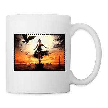 Silhouette de conte de fées surréaliste sombre Corbeau du désert - Mug blanc - blanc - Droite