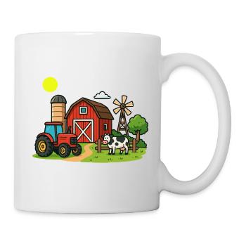 Ländliche Bauernhofszenen Illustration - Tasse - Weiß - Rechts