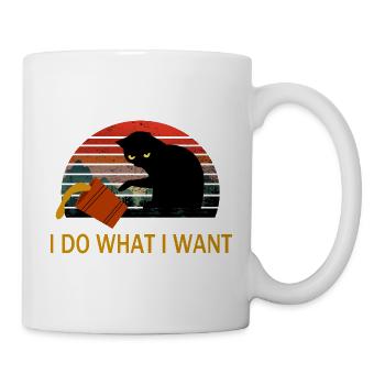 Je fais ce que je veux T-shirt chat noir - Mug blanc - blanc - Droite