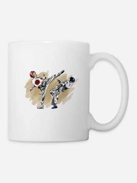 Arts martiaux Taekwondo avec premières de combats - Mug blanc - blanc