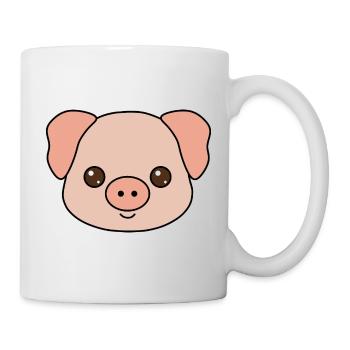 Cute Piglet Face Illustration - Mug - white - Right