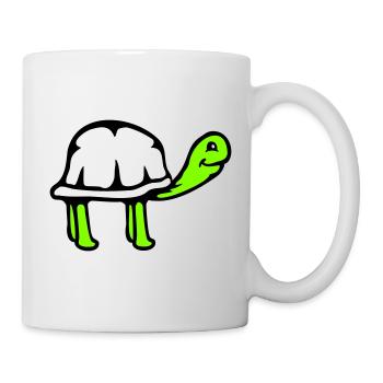 Schildkröte langer Hals lächelt glücklich lustig - Tasse - Weiß - Rechts