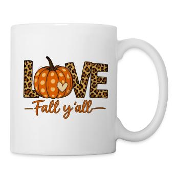 J’adore le t-shirt léopard citrouille Y’all Fall Y’all - Mug blanc - blanc - Droite