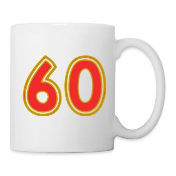 60. 60 JAHRE. 60-JÄHRIGES JUBILÄUM. 60. GEBURTSTAG. - Tasse - Weiß - Rechts