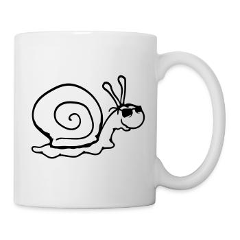 Schnecke Sonnenbrille Cool schwarze Brille Lächeln - Tasse - Weiß - Rechts