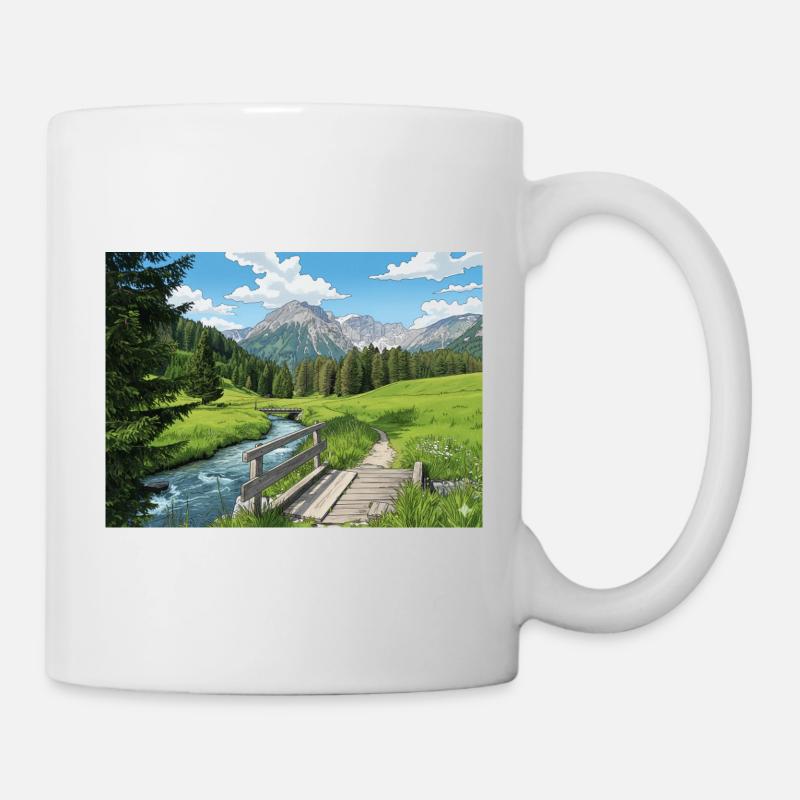 Alpine River Trail Panorama - Mug - white