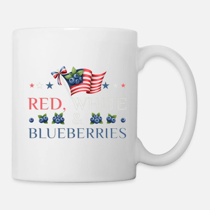 Red White & Blueberries Patriotic Design - Tasse - Weiß