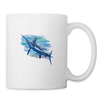 Blauer Marlin im Aquarell - Tasse - Weiß - Rechts