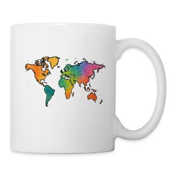Weltkarte Aquarell Regenbogen - Tasse - Weiß - Rechts