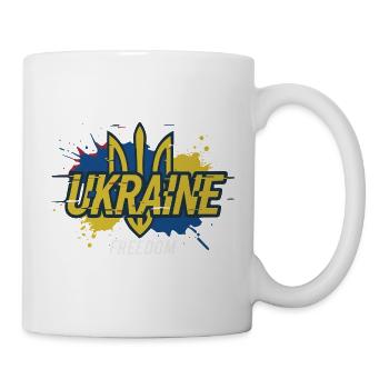 Ukraine Freiheit Dreizack Splash T-Shirt - Tasse - Weiß - Rechts