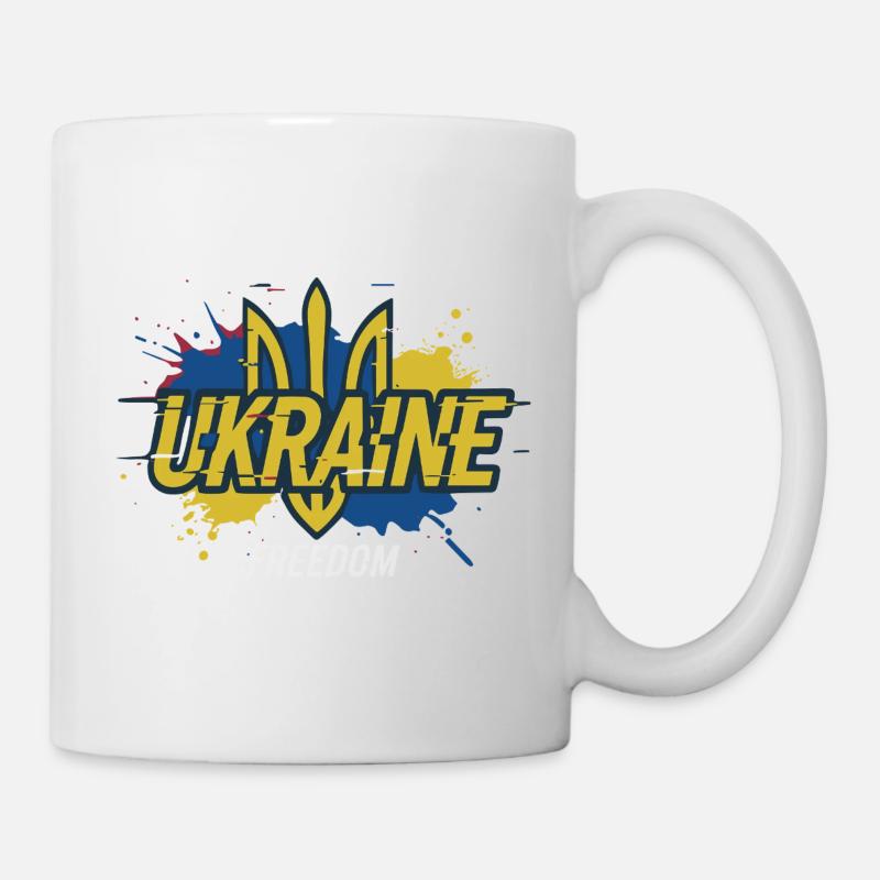 Ukraine Freedom Trident Splash Tee - Mug - white