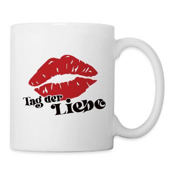 Tag der Liebe Hochzeit Verlobung Geburtstag Kuss - Tasse - Weiß - Rechts
