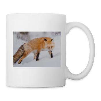 Fox in the Snow Watercolor - Mug - white - Right