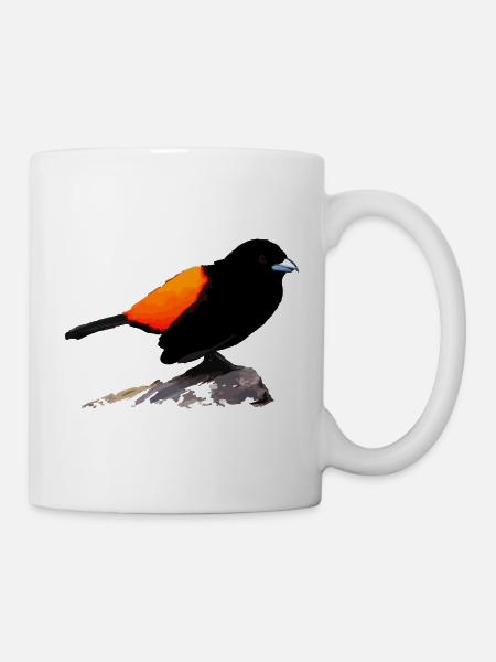 Schwarzes Raben-Orange-Gefieder - Tasse - Weiß