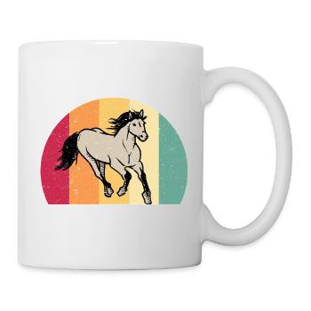Pferd Motiv Pferdemotiv Retro Vintage Look - Tasse - Weiß - Rechts