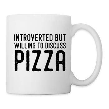 Introverti Mais Fan De Pizza - Mug blanc - blanc - Droite