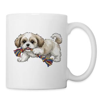 Shih tzu puppy playing png - Mug - white - Right