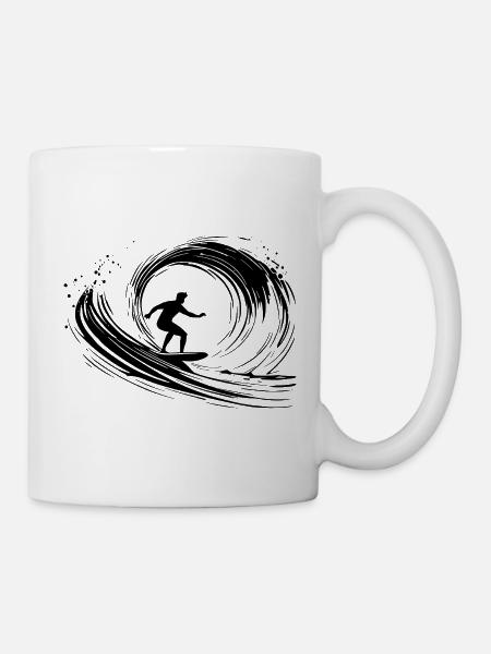 Surfen Kunst Surfer Illustration - Tasse - Weiß