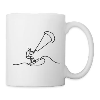 Kitesurfer Sketch – Minimalist Wave Motif - Mug - white - Right