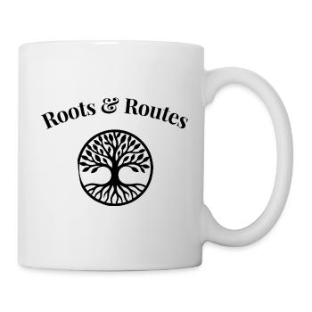 Roots & Routes – Abenteuer Shirt - Tasse - Weiß - Rechts